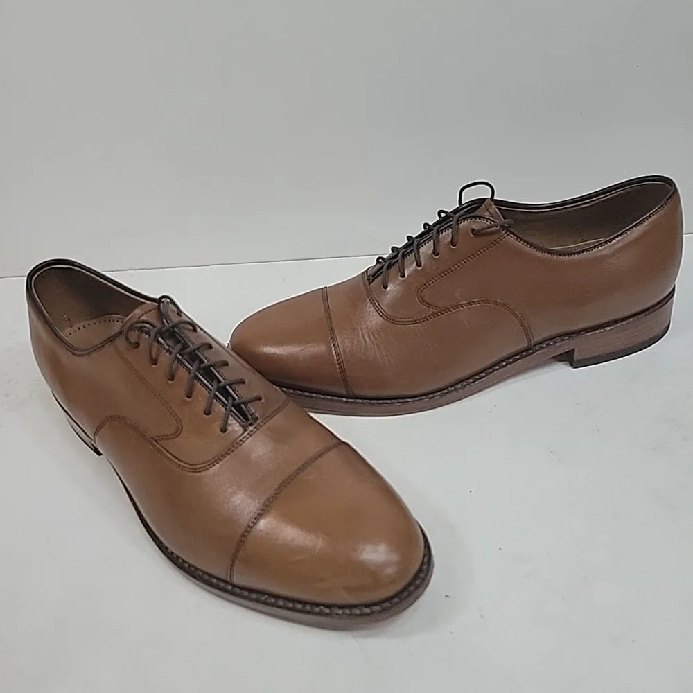 Johnston & Murphy Mens Size 10 Brown Leather Cap Toe Oxford Dress Shoes